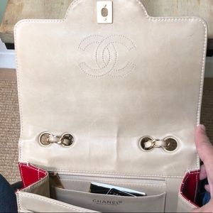 CHANEL Rare Vintage BiColor Calfskin Flap Nag